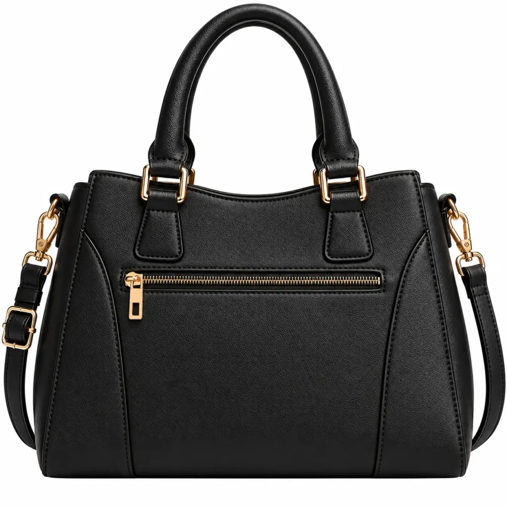 fevila black leather satchel handbag shoulder strap1