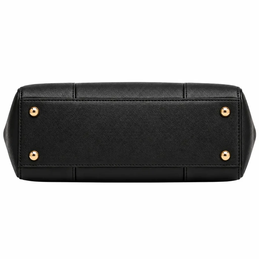 fevila black leather satchel handbag shoulder strap3